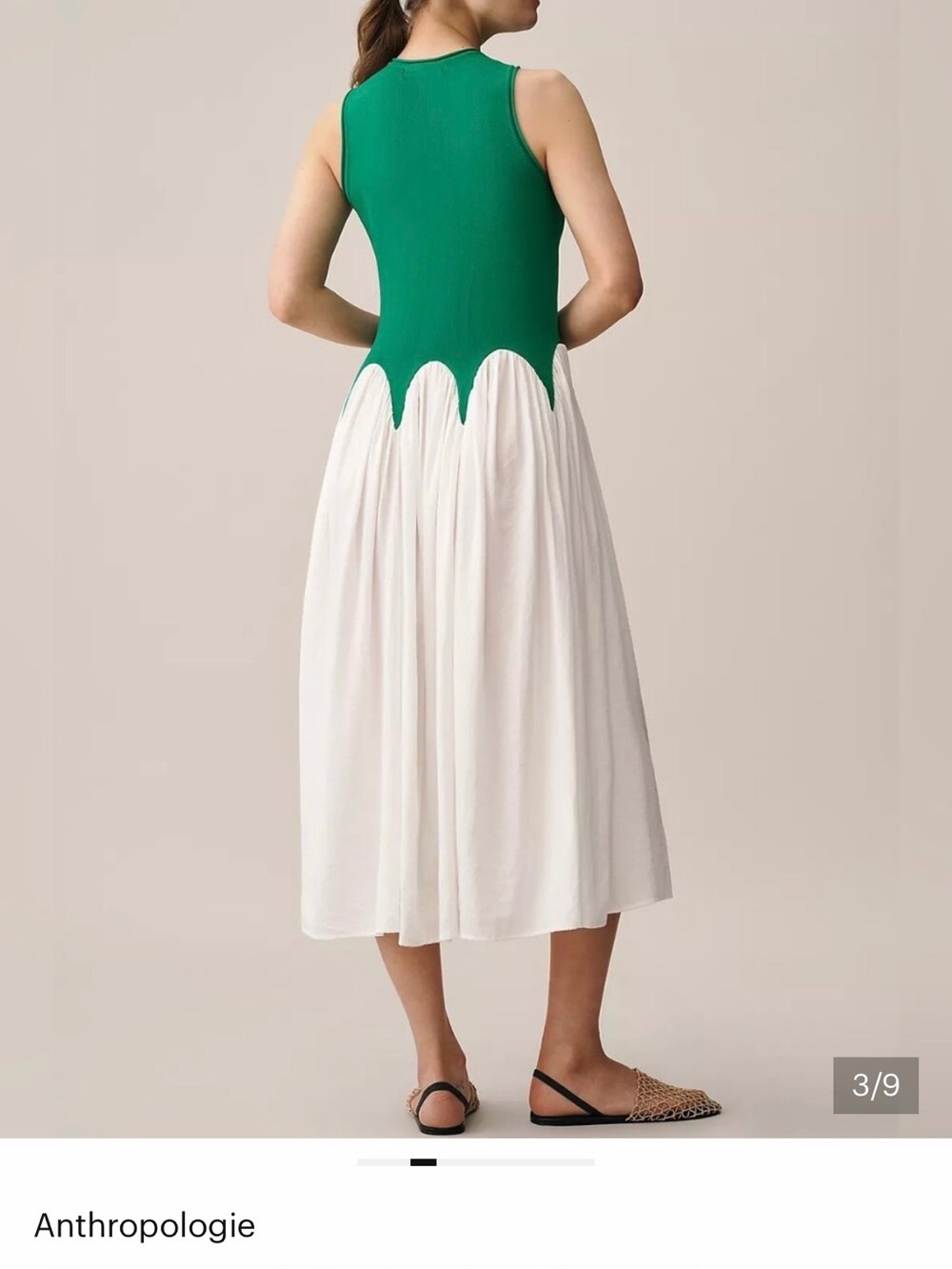 Anthropologie Emerald Green Ribbed Tank Dress - Picture 2 of 9